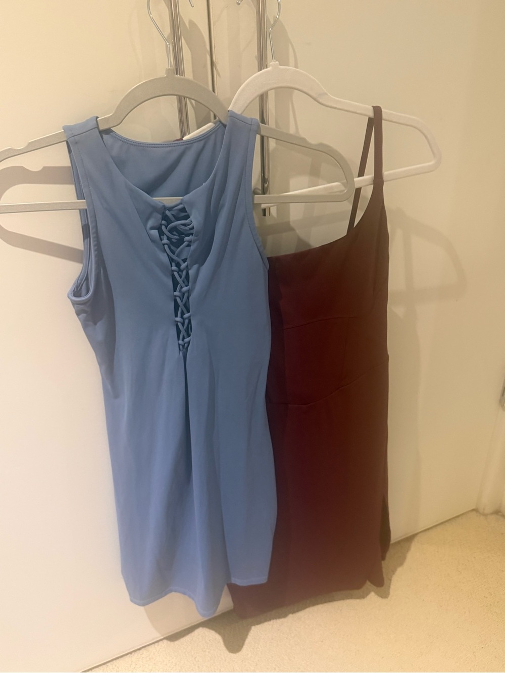 HALARA Blue Lace-Back Dress & HALARA Burgundy Slip Dress